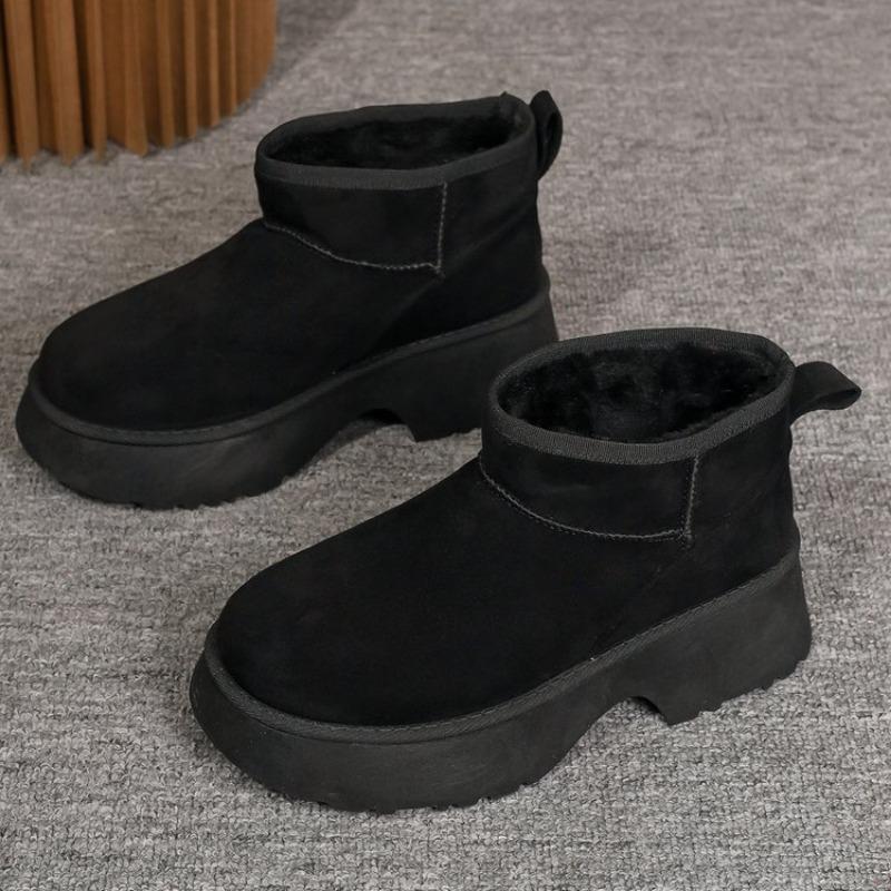 Large size snow boots for women's autumn and winter new velvet thickened retro one-pedal cotton shoes for women