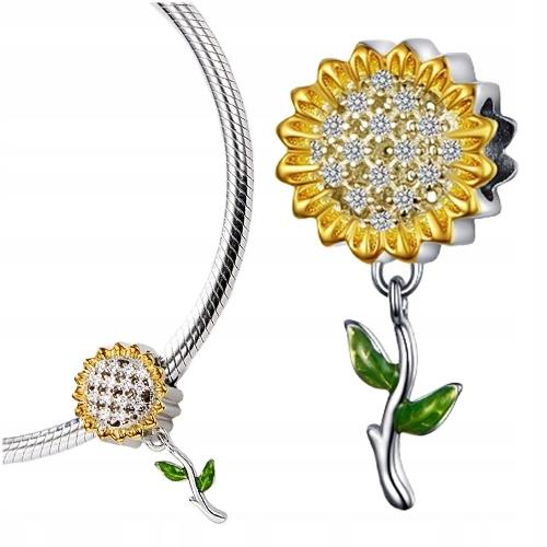 Charms Pr 925 Sunflower Pendant Bead Beads Colorful Zircons