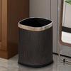XuanYong Chinese Style Leather Wood Grain Trash Can