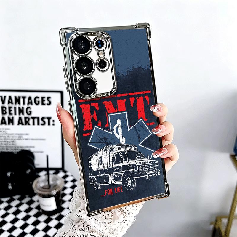EMT EMS Ambulance Plating Phone Case For Samsung Galaxy S24 S25 FE S26 Edge S23 Ultra S22 S21 Plus S20 Anti-Fall Airabag Cover