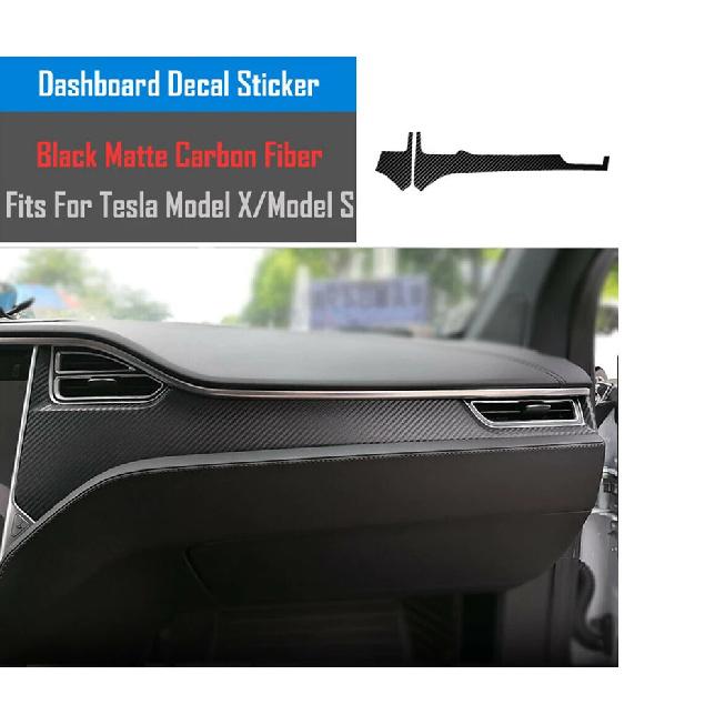 1 Set 3D Full Interior Trim Sticker Cover Film Black Fit for Tesla Model X S Dashboard Center Console Cup Holder 2012-2021 LHD