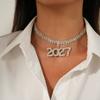 Rhinestone Rhinestone Collarbone Chain Exaggerated 2027 New Year Jewelry  New Year's Eve Gift