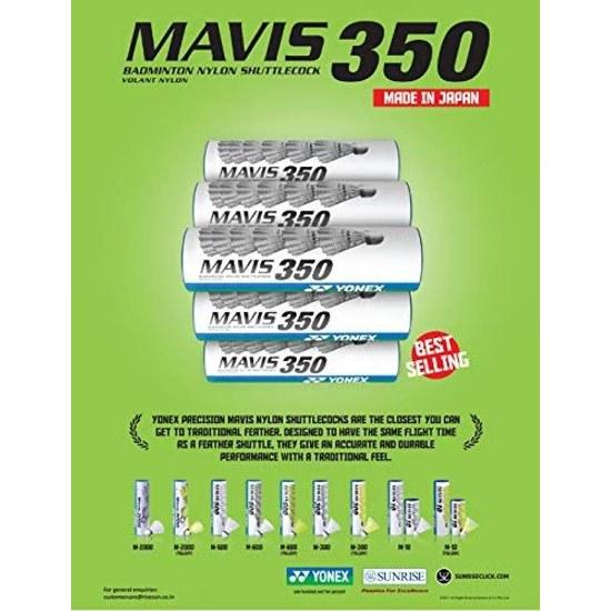 YONEX Mavis 350 Nylon Shuttlecock Blue Cap (yellow)