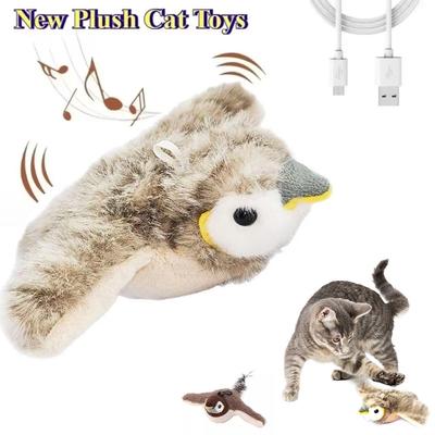 Elektronisches Klappvogel-Katzenspielzeug Aufhängbar Lebendiges Zwitscherndes Interaktives Katzenspielzeug Berührungsaktiviertes USB-Simulierter Vogel-Katzenspielzeug