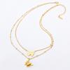 Edelstahl Gold Farbe Schmetterling Strass Halsketten Für Frauen 2 Schicht Halsband Trendy Neue Mode Geschenk Schmuck