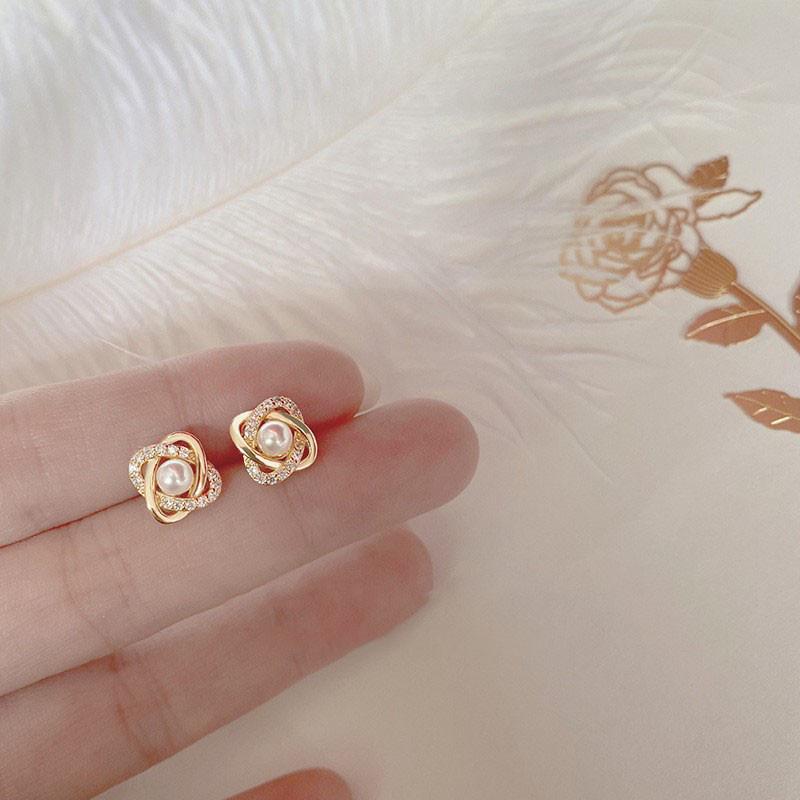 New Fashion Korean Imitation Pearl Drop Earrings For Women Bohemian White Round Zircon Wedding Earrings Jewelry Gifts