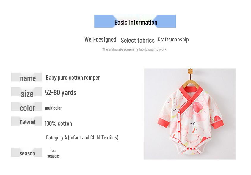 Unisex Cotton Long-Sleeve Snap-Up Bodysuit for Babies - All-Season Newborn Romper