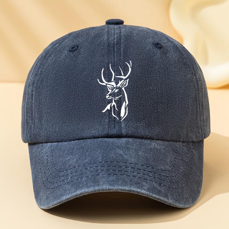 Deer Head Baseball Cap Mens Stylish Deer Head Baseball Cap  Adjustable Breathable  ComfortableBlack with White Deer Print