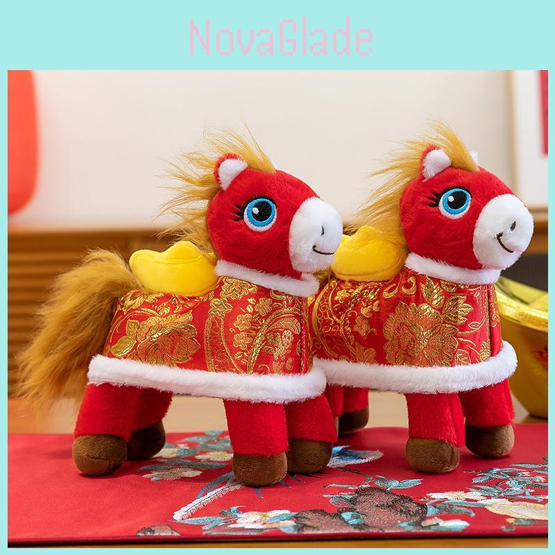 Plush Horse Toy With Traditional Tang Suit For Lunar New Year Decor And Gift