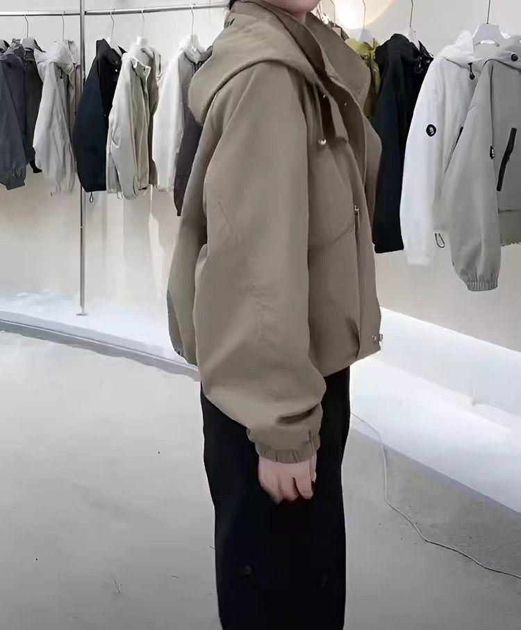 Stilvolle Damen-Kapuzen-Windbreaker-Jacke - Herbst 2025 Lockerer Schnitt Arbeitskleidungs-Stil für zierliche Größen