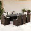 VidaXL Garden Dining Set and Cushions 9 Pcs Brown Poly Rattan 3262846