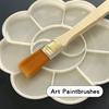 6pcs Yellow Nylon Square-Wash Paintbrushes Mini Solid Wood Handle for Clean The Dust and Students Art Painting Oil Brushes
