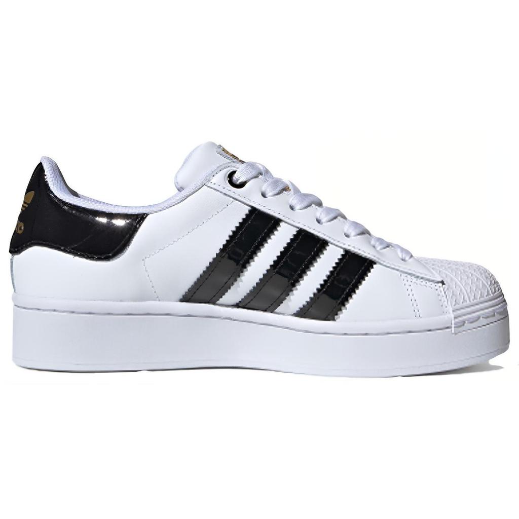 Adidas Womens Superstar Bold 'Cloud White' (women's sizes) Cloud White / Core Black / Gold Metallic Skateboard Shoes FV3336