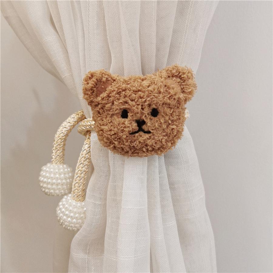 Ins Style Korean Style Plush Bear 1 Pearl Buckle Curtain Tie Kidsren's Room Decoration Mosquito Net Tie Rope Tie Rope