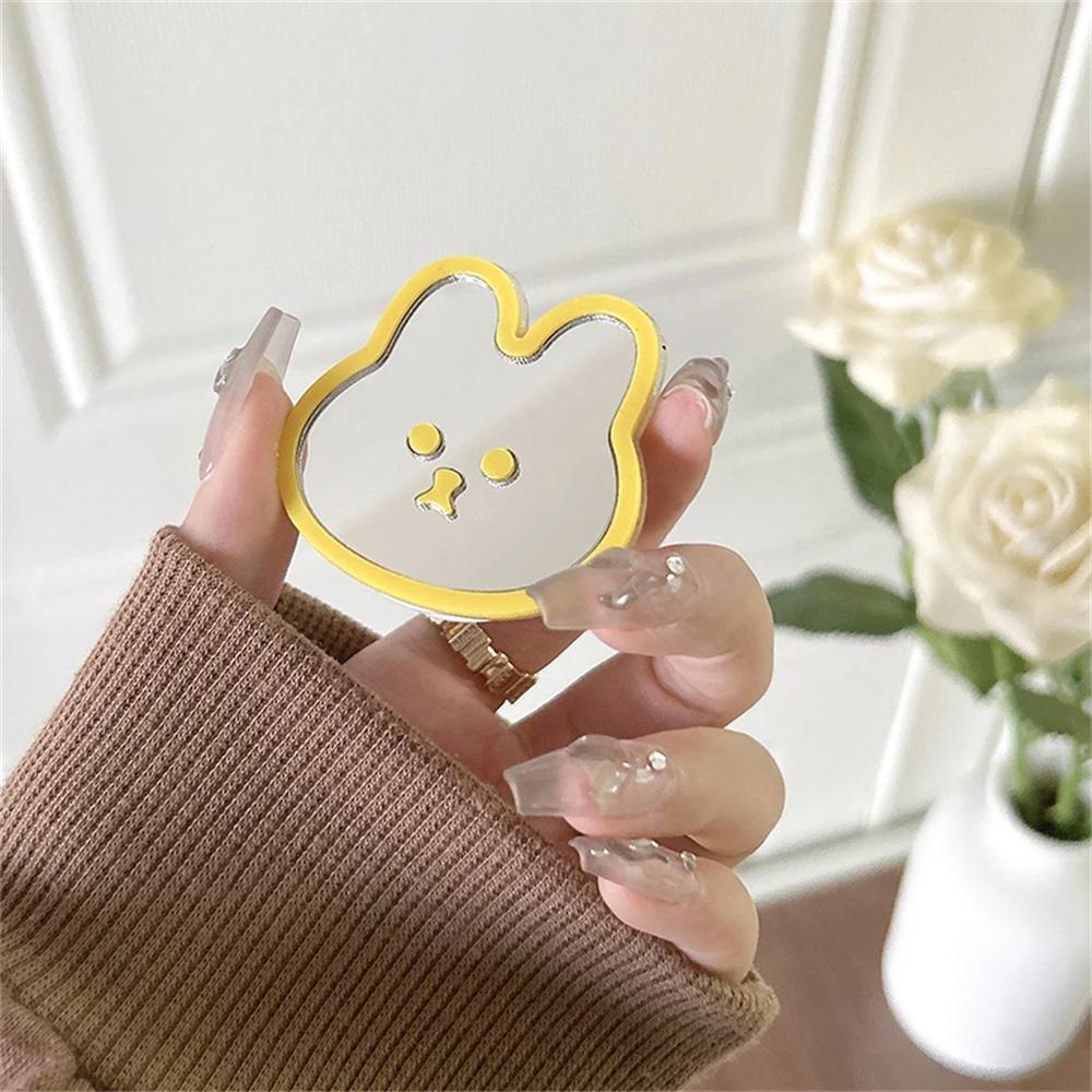 INS Cute Rabbit Mirror Phone Griptok Grip Tok Holder Ring Gift For iPhone Accessories Korean Lovely Foldable Phone Stand Holder