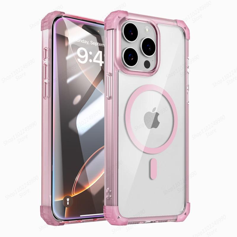 Shockproof Magnetic Phone Cases For iPhone 16 14 13 12 11 15 Pro Max 14 15 16 Plus For Magsafe Wireless Charger Protector Cover