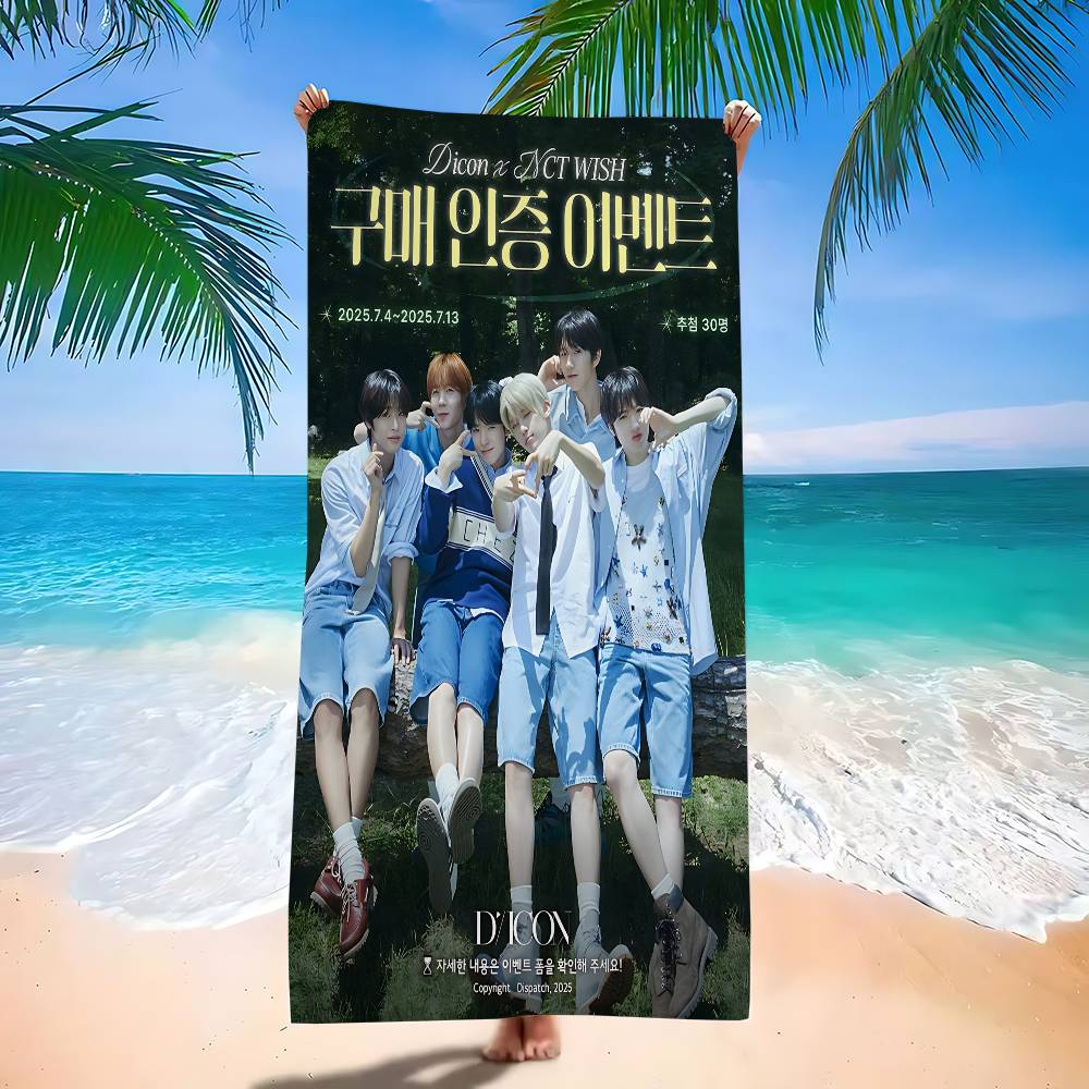 Kpop Band N-NCT W-Wish Singer Beach Towel Colorful Bath Towels For Girl Microfiber Quick Dry Sand Free Beach Yoga Spa