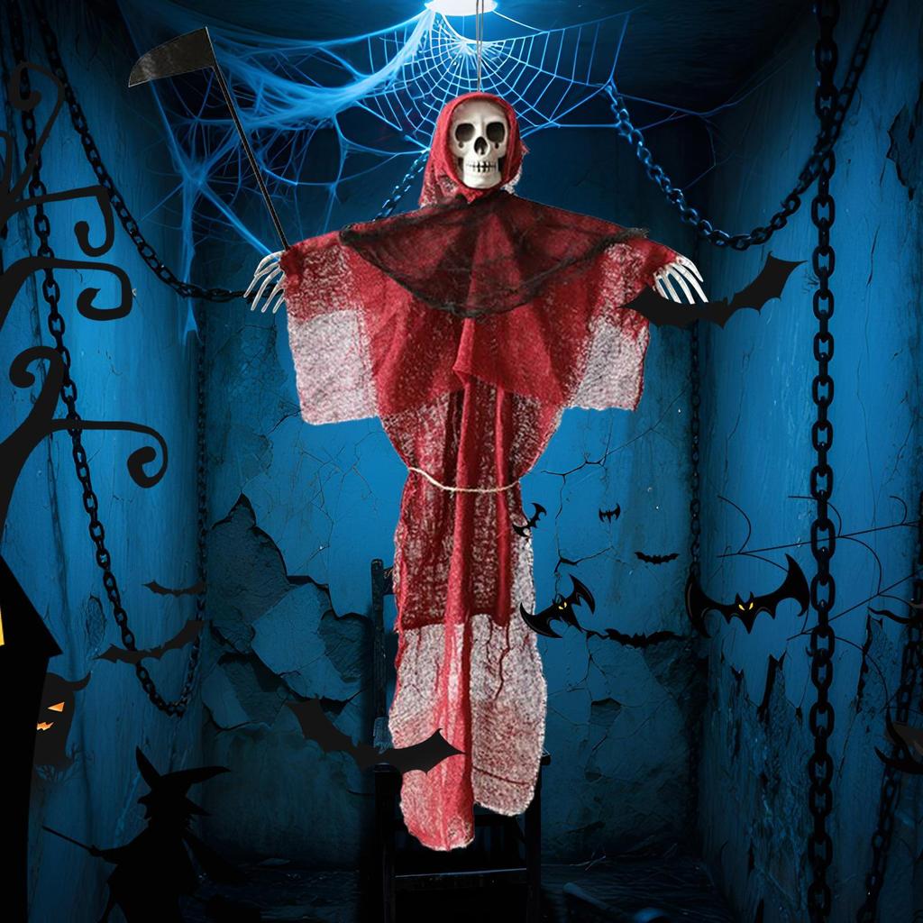 Ghost Halloween Decor Ghost Outdoor Decor Scary Sickle Ornaments for Mantel Tabletop Classroom Porch Garden Patio Window Bedroom