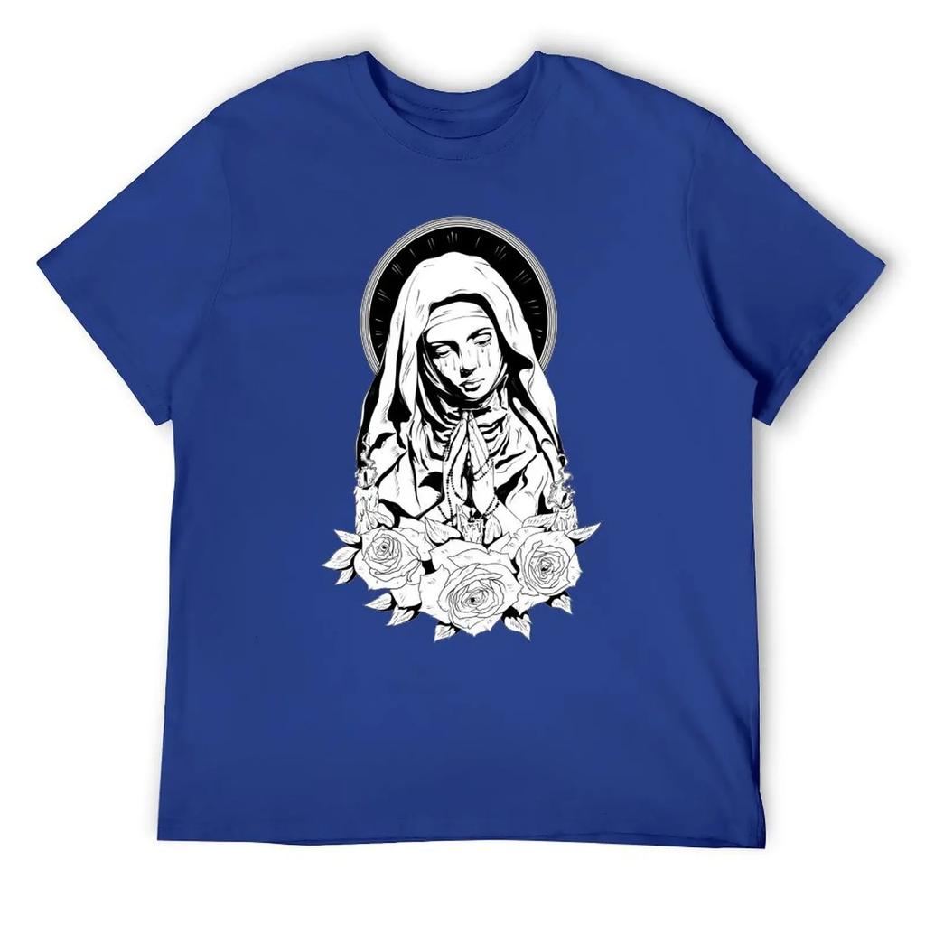 Mother's Day Mary of Jesus Men's T-shirt Round Neck Movement T-shirts Cute Aactivity Competition Casual Eur Size