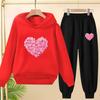 Petals heart-shaped Children's Tops and bottom Hoodies Girls Boy age 3-12 Coat Casual Toddle Sweatshirr clothing