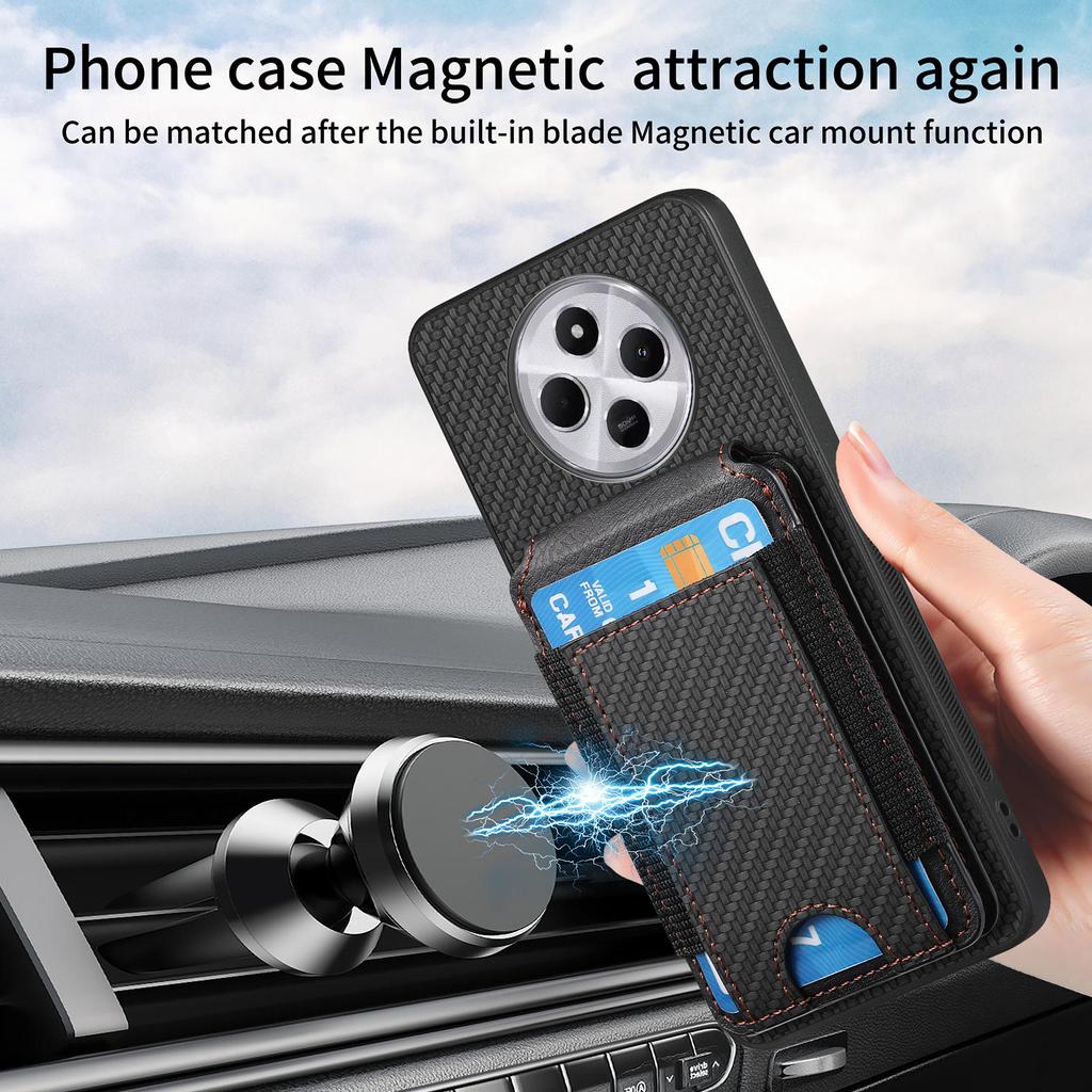 Case with Card Holder For Xiaomi Redmi 14C 4G/14R 5G/Poco C75 4G Leather+PC+TPU Kickstand Phone Cover