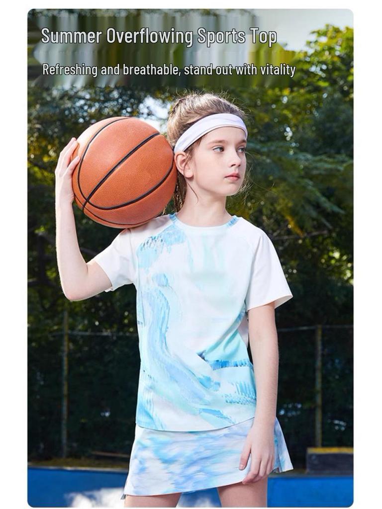 Lightweight Ice Silk UV Protection Summer Yoga Suit for Girls - Short Sleeve T-Shirt & Running Sports Pants
