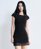 MUSINSA STANDARD WOMAN Women'S Mesh Layered Jersey Dress [Black]