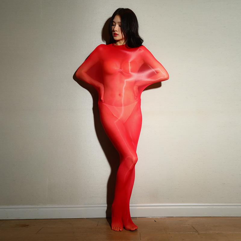 Plus Size 100 Kg 5D Ultrathin Glossy Sheer Nylon Body Encasement Cocoon With Head Enclosure Bodystocking Bodyhose Bodysuit