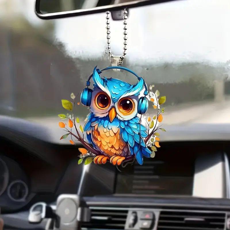 Adorable Acrylic Cartoon Owl Car Pendant For Stylish Vehicle Decoration