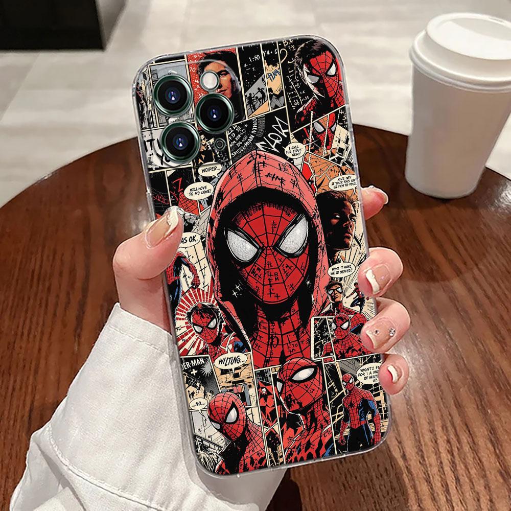 Spiderman Marvel Transparent Phone Case For iPhone 17 Pro Max 17E 11 12 13 14 15 16 Pro Max 15 Plus 17 Air 16E 7 XS Soft Cover