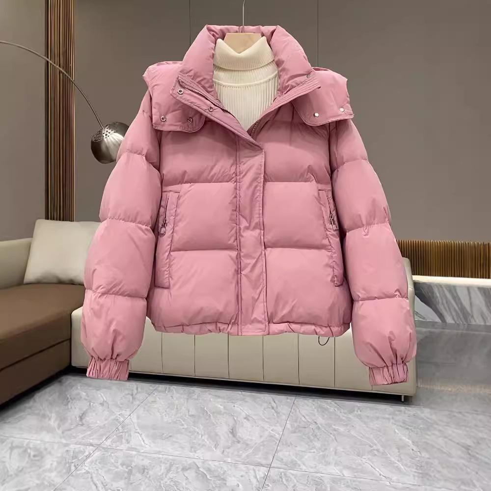 New Women's Fashion Short Down Cotton Clothes Large Size Hooded Meat Covering and Thin Casual Thermal Cotton Jacket