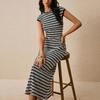 Striped Knitted Dress Sleeveless Slim One-Step Skirt Mid-Length Women's