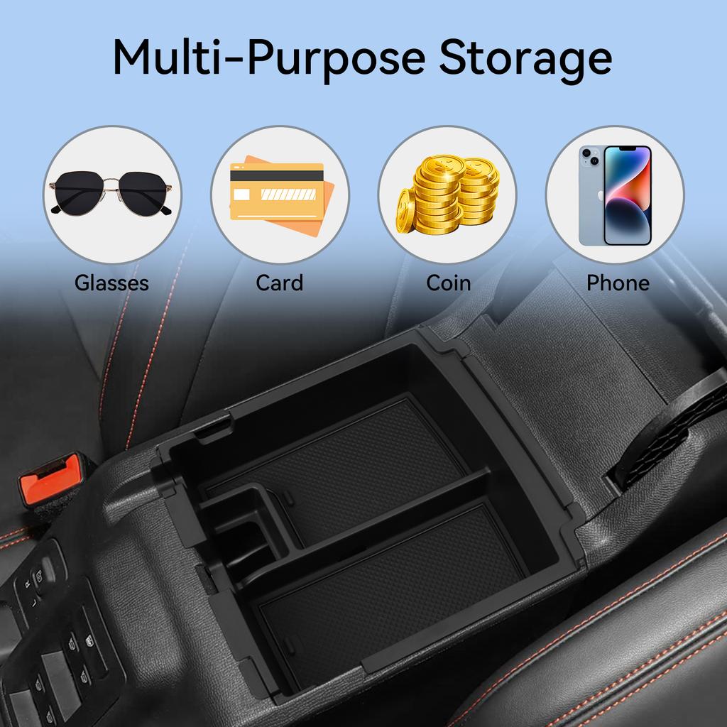 Smabee for Ford Bronco 4Door 2025+ Center Armrest Storage Box Double Layered Car Tray ABS Organizer Accessories Tidying