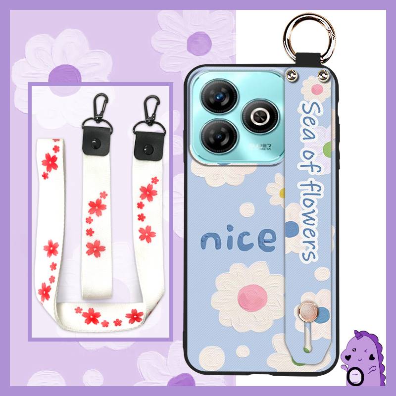 Protective Anti-knock Phone Case For ZTE Blade A75 4G/Z2359 Wristband Wrist Strap Back Cover Shockproof Ring Durable
