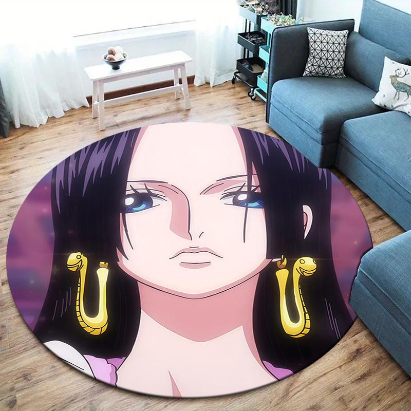 Anime One Piece Round Area Rug Carpet Rug For Living Room Bedroom Sofa Playroom Decor Nonslip Floor Mat