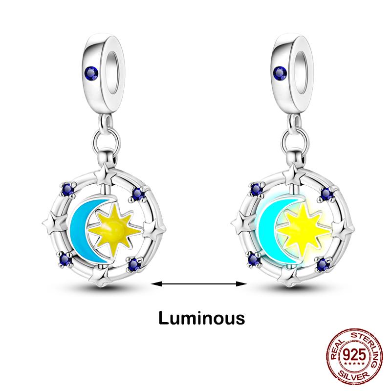 silver-plated Glow in the dark Firefly Honeybee Star Charms Beads Fit Qikaola Original Bracelets Fine DIY Jewelry Gift