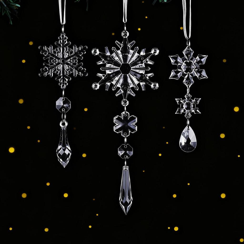 Transparent Acrylic Snowflake String Set for Christmas Tree Decoration