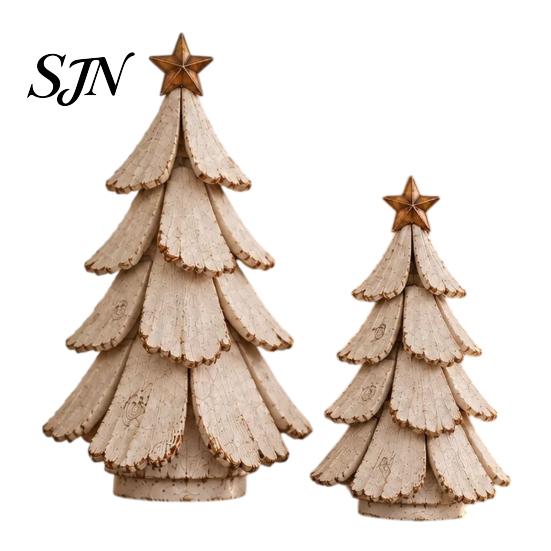 Small Artificial Tree for Office Vintage Lighted Christmas Figurine, Glowing Tabletop Centerpiece with LED Indoor Light Decorations Light, Holiday