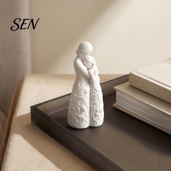 Romantic Anniversary Gift Mother and Daughter Hugging Figurine, 3D Printed Warm Family Sculpture, Modern Artistic Home Decor Tabletop for Living Room