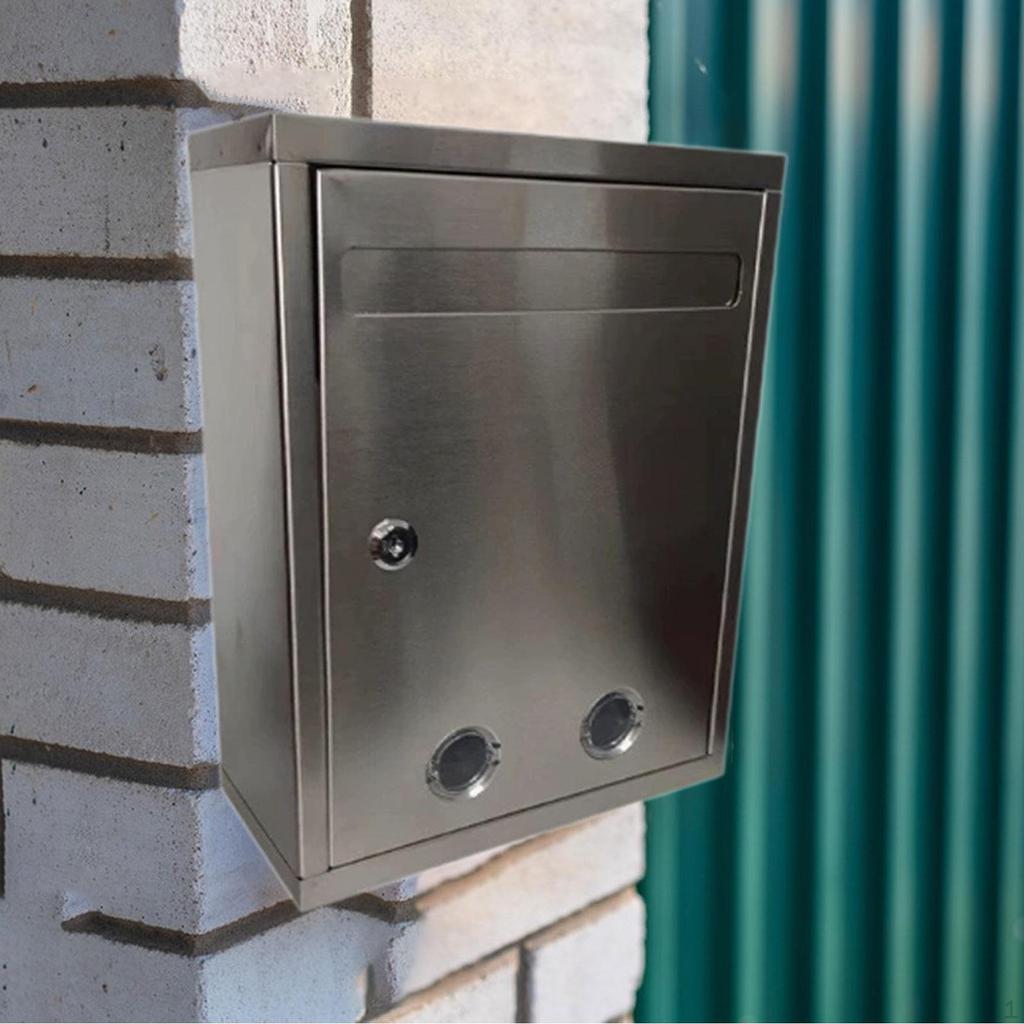And Versatile Stainless Steel Wall-mounted Mailbox for Envelopes Magazines. Includes Lock.