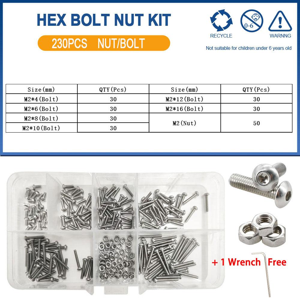 

M2 M3 M4 M5 M6 Комплект шестигранных болтов и гаек из нержавеющей стали с шестигранной кнопкой и круглой головкой, набор винтов для обтекателя мотоцикла и скутера