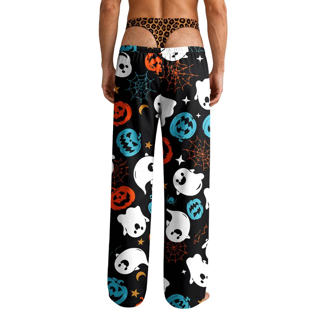 Men's Funny Novelty Halloween Pajama Pants with Underwear Print for Sleepwear