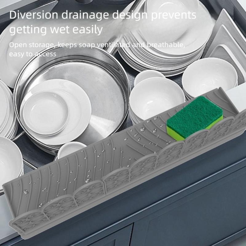Flexible Silicone Sink Edges Guard With Suction Technology Removable Splashes Prevention Systems For Kitchen Use