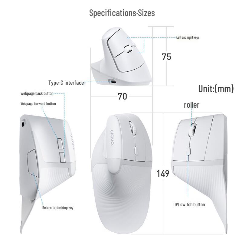ShanYe Ergonomic Vertical Wireless Bluetooth Dual-Mode Mouse & Pad Set