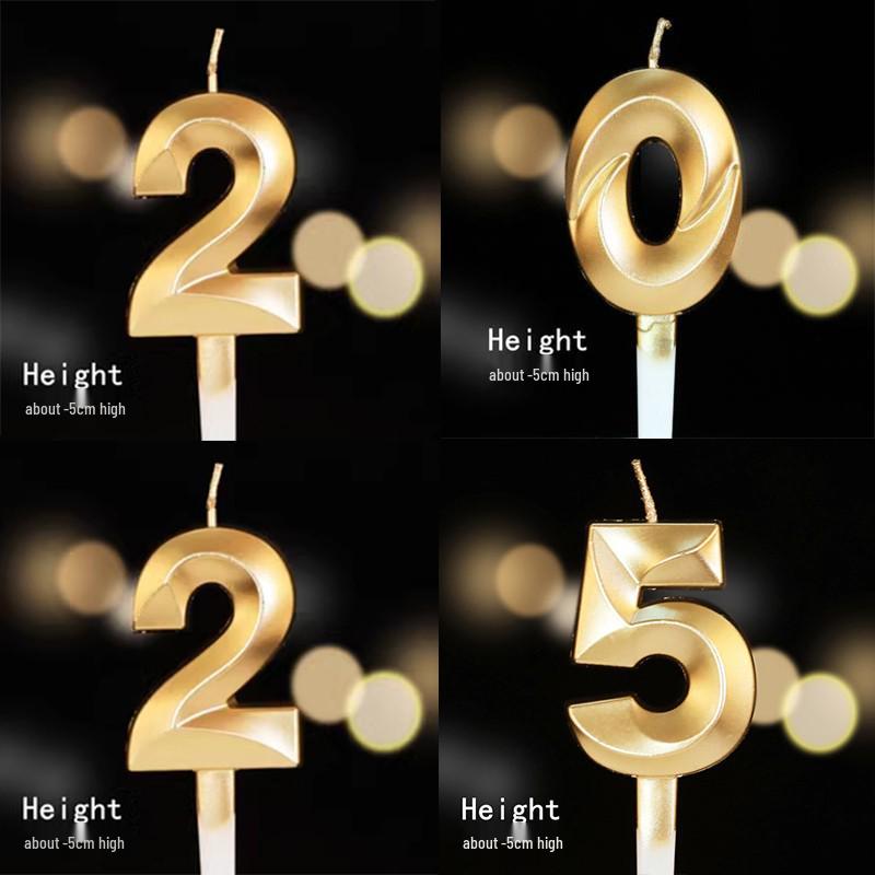 Large Gold Number Candles for First Birthday, Full Moon, Children's Cake Decorations, and Party Accessories.