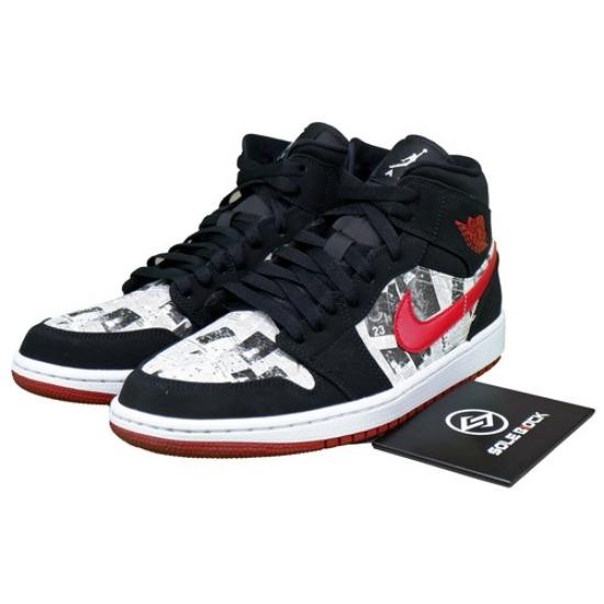 

Air Jordan 1 Mid SE Newspaper Air Times 852542-061 EU 41 красный/чёрный
