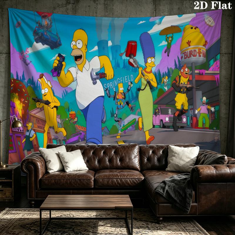 The Simpsons Wall Tapestry Aesthetic Wall Hanging Printed Fabric Blanket Decorative Tapestries for Bedroom Living Room Home Decor