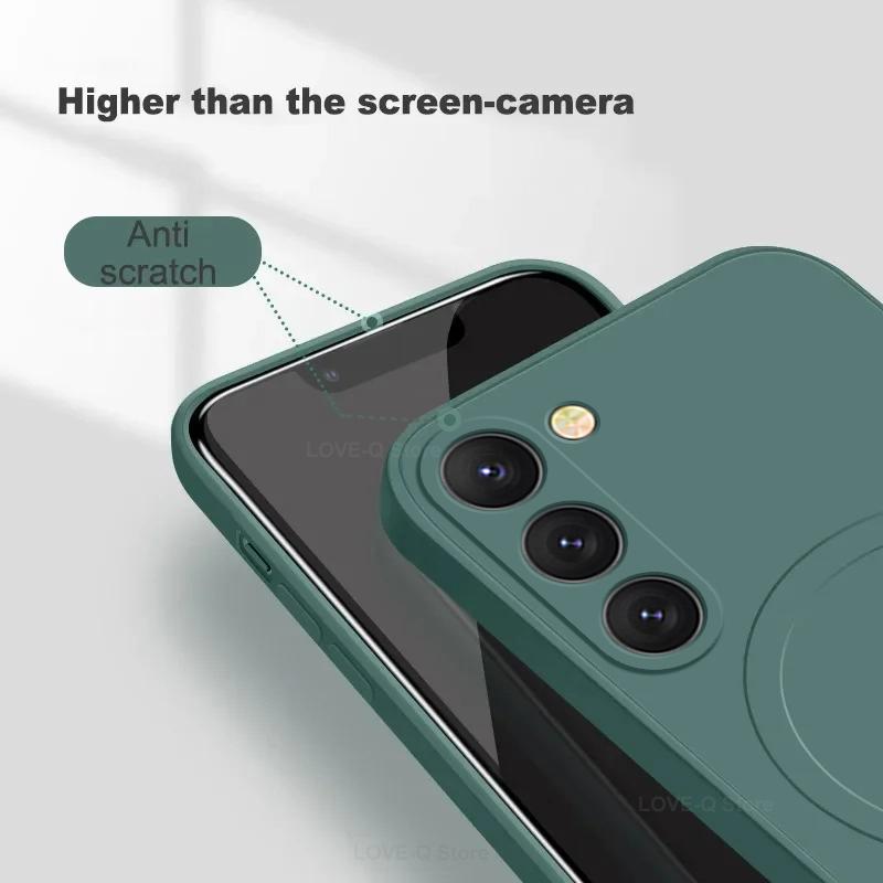 For Luxury Liquid Silicone Magnetic Case For Samsung Galaxy S24 S 24 S23 Ultra Plus S24Ultra For Magsafe Cases Wireless Charge Cover