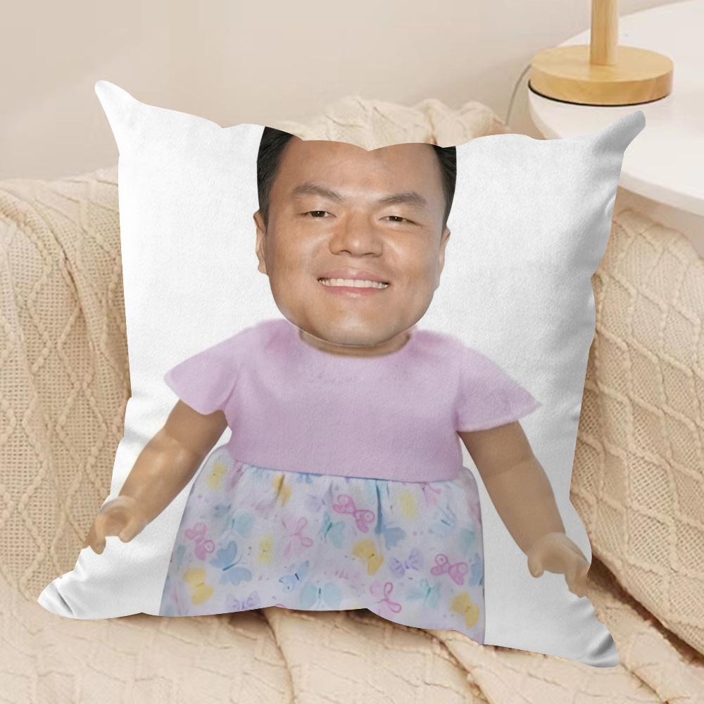 J-JYP Meme Cushion Cover Soft Plush Fabric Double-Sided Printed Sofa Cushion Cover for All Seasons Home Decor Gift