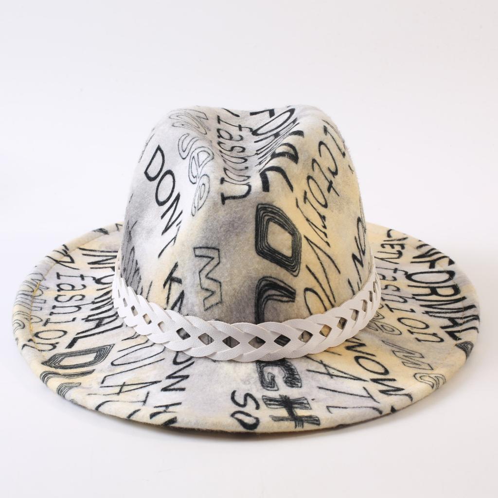 New European and American style letter printing fashion top hat men's and women's fashion jazz hat sunscreen sun hat